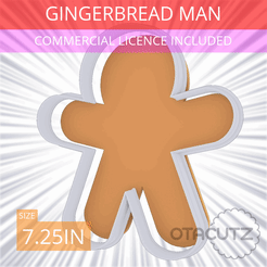 Gingerbread_Man~7.25in.gif Archivo STL Cortador de galletas Gingerbread Man 7.25in / 18.4cm・Diseño de impresión en 3D para descargar
