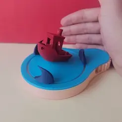 ezgif.com-gif-maker.gif STL file Shark attack (save the Benchy!)・Model to download and 3D print