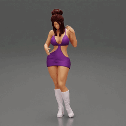 ezgif.com-gif-maker-1.gif Fichier 3D Femme chaude en robe sexy avec coiffure en chignon・Design pour impression 3D à télécharger