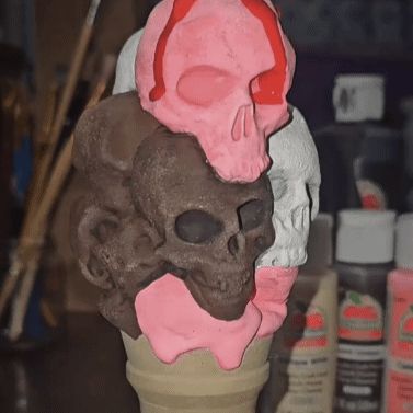 iscream1.gif I Scream Cone PRINT IN PLACE Ice cream monster by Pretzel Prints Skull dessert