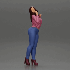 ezgif.com-gif-maker-20.gif Fichier 3D Belle fille en jeans et chemise posant・Modèle à télécharger et à imprimer en 3D