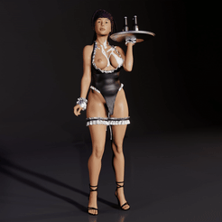 _anim.gif 3D-Datei Skye - Waitress (cum covered) (enthält eine Nacktversion).・3D-druckbares Modell zum Herunterladen