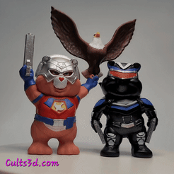 peace.gif Free STL file Peacemaker, Eagly and Vigilante No Care Bear #14・Object to download and to 3D print