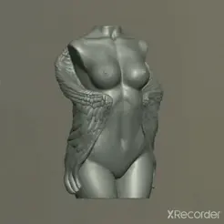 Wing_fem_torso.gif Archivo STL Torso femenino alado・Plan de impresora 3D para descargar