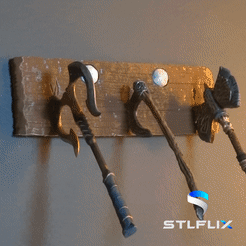 axes-keyholder.gif STL file Axes Keyhanger・3D printable design to download, STLFLIX