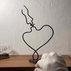 ezgif-3-28a0b69348.gif STL file Her & Him interactive art kiss - Valentines day gift・3D printer design to download