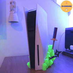 ezgif.com-gif-maker.gif Fichier STL Station d'accueil Sword Crystal pour PS5・Design à télécharger et à imprimer en 3D