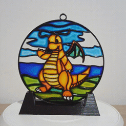 Gif-Dragonite.gif STL file Dragonite Stained Glass (Pokémon)・Model to download and 3D print