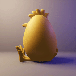 chick360.gif Файл STL Куриное яйцо с лапками и клювом Пасхальное украшение・Идея 3D-печати для скачивания