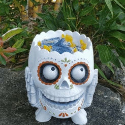 SmartSelect_20220913-133026_CapCut.gif STL file Day of The Dead Sugar Skull bowl, Halloween Candy dish decoration・Design to download and 3D print
