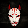 ezgif.com-gif-maker.gif Aragami 2 Mask - Kitsune Mask - Halloween Cosplay