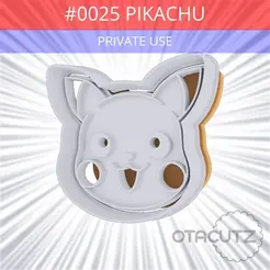 0025-Pikachu~PRIVATE_USE_CULTS3D@OTACUTZ.gif #0025 Pikachu Cookie Cutter / Pokemon