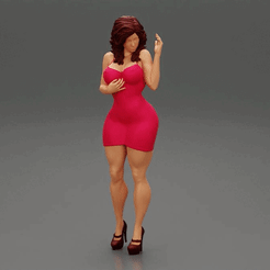 ezgif.com-gif-maker-16.gif 3D file Tanned Stylish Brunette Girl In Short Dress 3D print model・3D printable model to download, 3DGeshaft