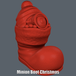 Minion Boot Christmas.gif Archivo STL Minion Boot Christmas (Easy print no support)・Modelo para descargar y imprimir en 3D, Alsamen