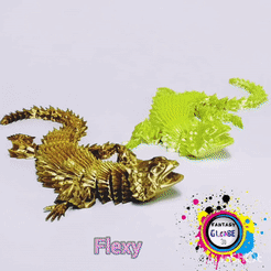 ezgif.com-gif-maker-1.gif STL file Golden lizard (lazy flexi)・3D printer design to download, FantasyGlobe3d