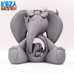 elephant-and-her-cute-children-01.gif Файл STL Симпатичная мама-слониха и ее маленькие слонята напечатаны на месте без подпорок・3D-печатная модель для загрузки