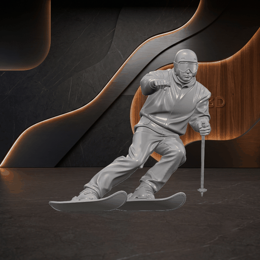 Ai - 0594 - Dynamic Alpine Skier Statue Carving