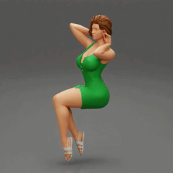ezgif.com-gif-maker-5.gif 3D file Beautiful woman sitting in short sexy dress・3D printable model to download