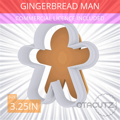 Gingerbread_Man~3.25in.gif STL file Gingerbread Man Cookie Cutter 3.25in / 8.3cm・Template to download and 3D print
