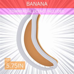 Banana~5.75in.gif Archivo 3D Cortador de galletas Banana 5.75in / 14.6cm・Plan para descargar y imprimir en 3D