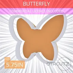 Butterfly~5.75in.gif STL file Butterfly Cookie Cutter 5.75in / 14.6cm・Model to download and 3D print