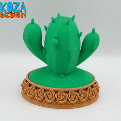 Cactus-Jewelry-Box-01.gif STL file Cactus Jewelry Box with a cute snail printed in place without supports・3D printer design to download