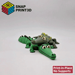 LongCrocodile_GIF.gif STL file CUTE FLEXI PRINT-IN-PLACE CROCODILES, ARTICULATED TOY・3D printing model to download