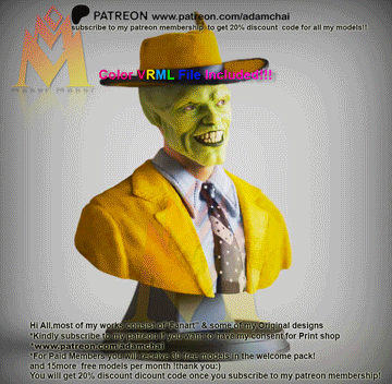 The Mask   (Color VRML file Included!!)- Classic  Movie Monster -Fan Art 3D model