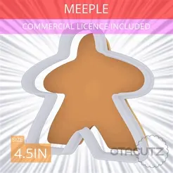 Meeple~4.5in.gif STL file Meeple Cookie Cutter 4.5in / 11.4cm・3D printable model to download