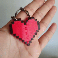 WhatsApp-Video-2023-02-06-at-3.00.36-PM.gif STL file Pixel Heart Halfs Keychain・3D print design to download