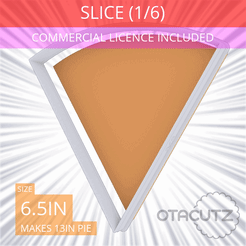 1-6_Of_Pie~6.5in.gif STL file Slice (1∕6) of Pie Cookie Cutter 6.5in / 16.5cm・3D printing template to download