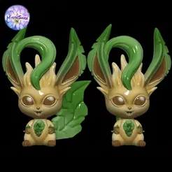 Chibi-Leafeon-gif.gif 3D file Chibi Leafeon - Pokémon - Print in place - No Supports Needed・3D printer model to download