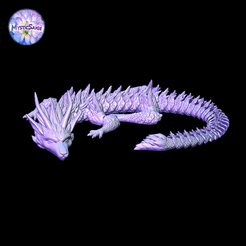 Furry-Dragon.gif 3D file Articulated Dragon - Furry Dragon - Print in place/No Supports・3D printer model to download