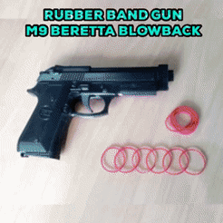 J ) DD EERE CLOMEAaZ Fichier 3D M9 Beretta Rubber Band Gun BLOWBACK Échelle 1:1・Modèle pour impression 3D à télécharger, ReiGun