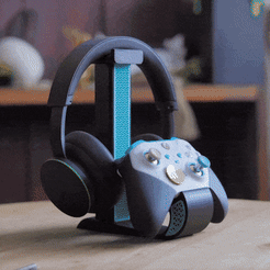 UniversalControllerHeadsetStand-TheNerdyTwitch.gif Archivo STL Mando universal + soporte de sobremesa con auriculares・Modelo imprimible en 3D para descargar