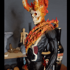 ezgif.com-optimize-1.gif STL file Ghost Rider king of hell - comic・3D printing design to download