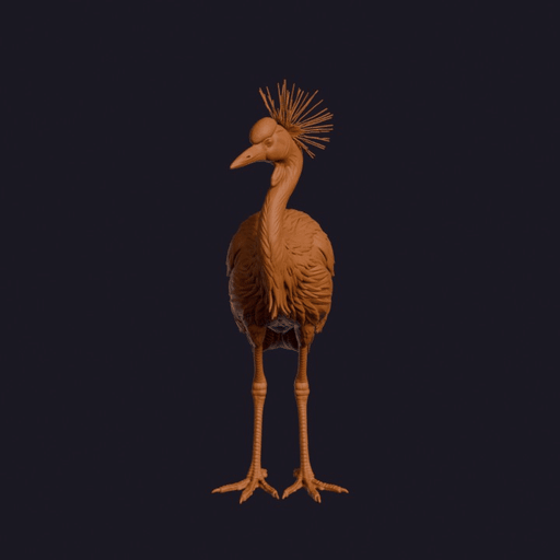 Realistic Crowned Crane Looking Side Bird Sculpture