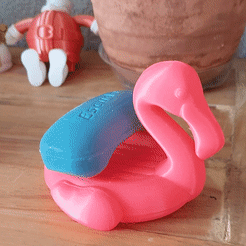 ezgif.com-optimize-4.gif Archivo STL Flamingo inflable jabonera・Modelo de impresión 3D para descargar