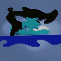 whale.gif Файл STL Забавный кит・3D модель для печати скачать