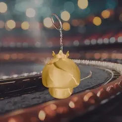 goldenmushroom-keychain-mariokart.gif GOLDEN MUSHROOM WITH CROWN 3D KEYCHAIN MARIO