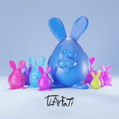 Comp_2.gif Archivo STL Conejo de Pascua con forma de huevo impreso en 3D para decoración festiva del hogar・Objeto de impresión 3D para descargar