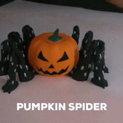 pumpkin1.gif STL file Spider Pumpkin Articulated・3D printer design to download