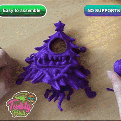 ezgif.com-gif-maker-6.gif STL file 🎄Articulated Xmas Tree Monster - Xmas Tree Ornament🎄・3D printer model to download, TwistyPrints