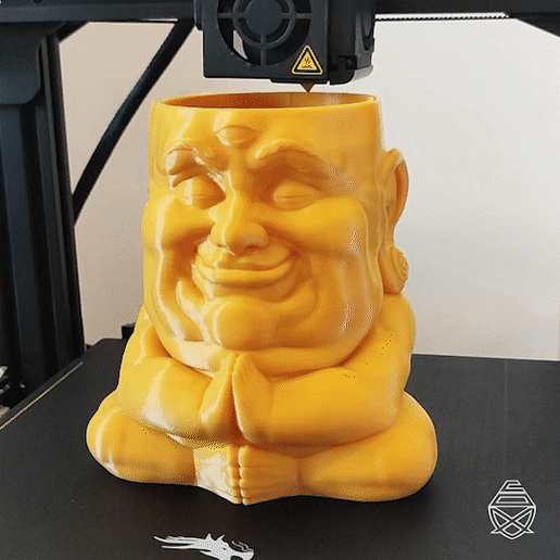 Buda_P.gif Download STL file Buddha, Flowerpot and Pencil Holder • 3D printable model, Pipe_Cox