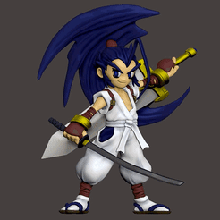 colored-bravefencer.gif Fichier STL Brave Fencer Musashi - Playstation 1 - FanArt・Modèle à télécharger et à imprimer en 3D, superandomigs