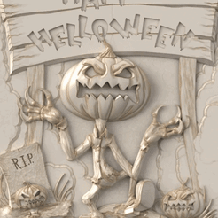Hall.gif STL file 3D Model STL CNC Router file 3dprintable Happy Halloween Panel・3D printable model to download