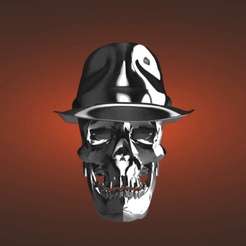 Cowboy-skull-in-hat.gif Fichier STL Crâne de cow-boy dans un chapeau・Objet imprimable en 3D à télécharger, FUN3D