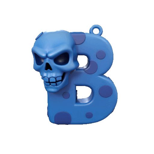 Skull-Themed-B-Letter-Keychain-3D-Print-File-1.gif Skull-Themed "B" Letter Keychain 3D Print File