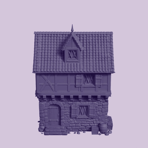 Medieval Half Timbered Townhouse Building