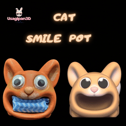 Cod355-Cat-Smile-Pot.gif Файл 3D Горшок "Кошачья улыбка・3D-печатная модель для загрузки